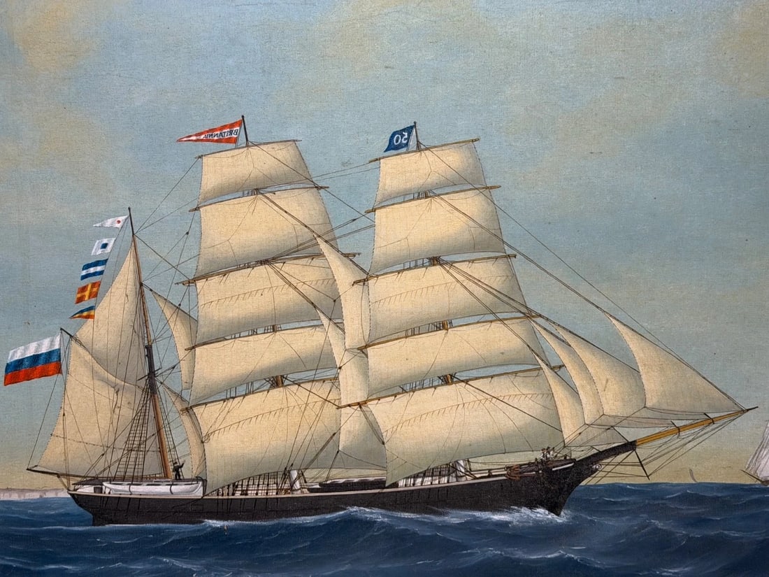 Baltic Barque Ship Britannia Of Åland Under Full Sail — Capt. August Ekblom - 3
