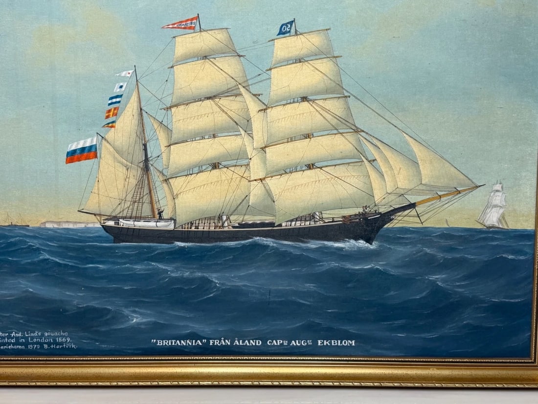 Baltic Barque Ship Britannia Of Åland Under Full Sail — Capt. August Ekblom - 4