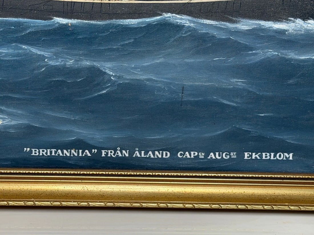 Baltic Barque Ship Britannia Of Åland Under Full Sail — Capt. August Ekblom - 6