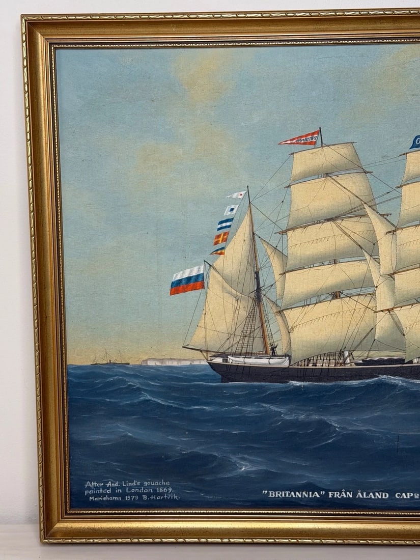Baltic Barque Ship Britannia Of Åland Under Full Sail — Capt. August Ekblom - 7