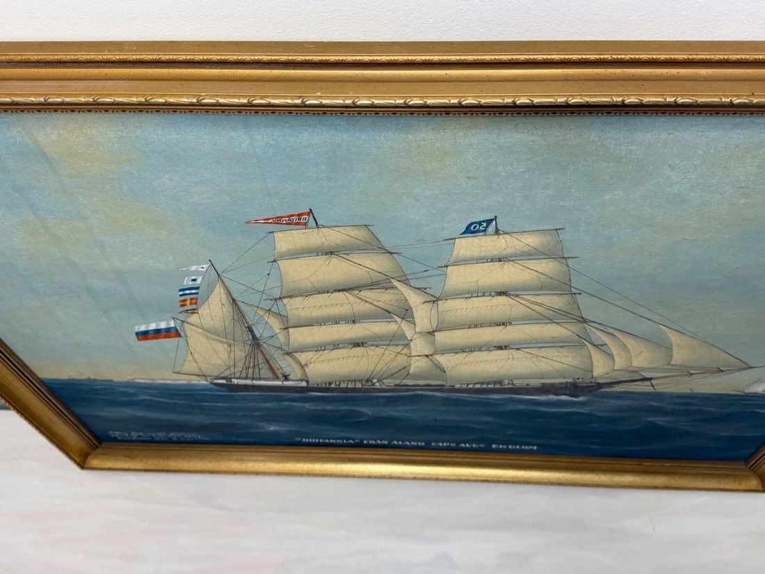Baltic Barque Ship Britannia Of Åland Under Full Sail — Capt. August Ekblom - 8