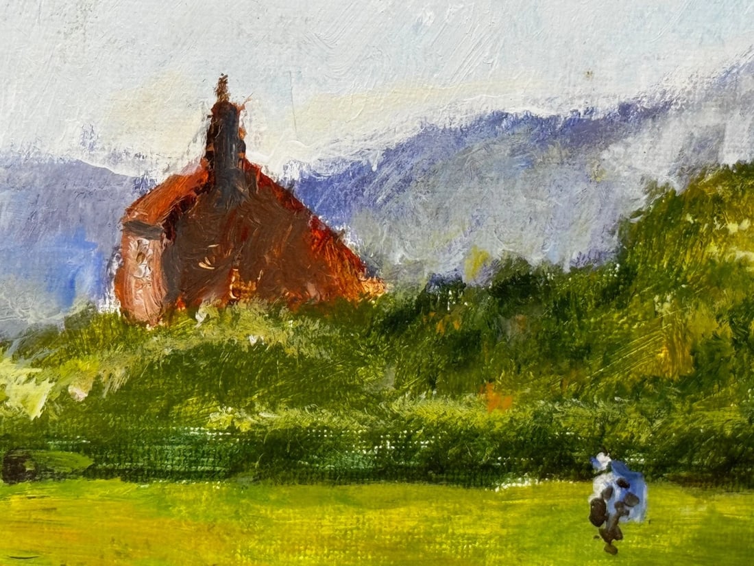 Impressionist Oil Painting Strawberry Pickers At South Downs British Summer - 19