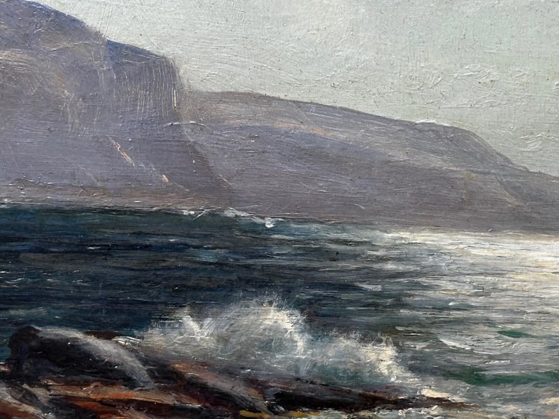 19th Century Marine Oil Painting Spanish Head, Isle of Man By Arthur Cox - 11