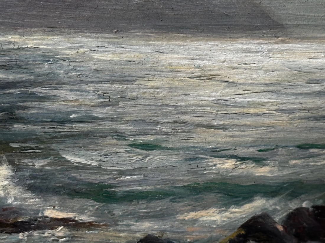19th Century Marine Oil Painting Spanish Head, Isle of Man By Arthur Cox - 16