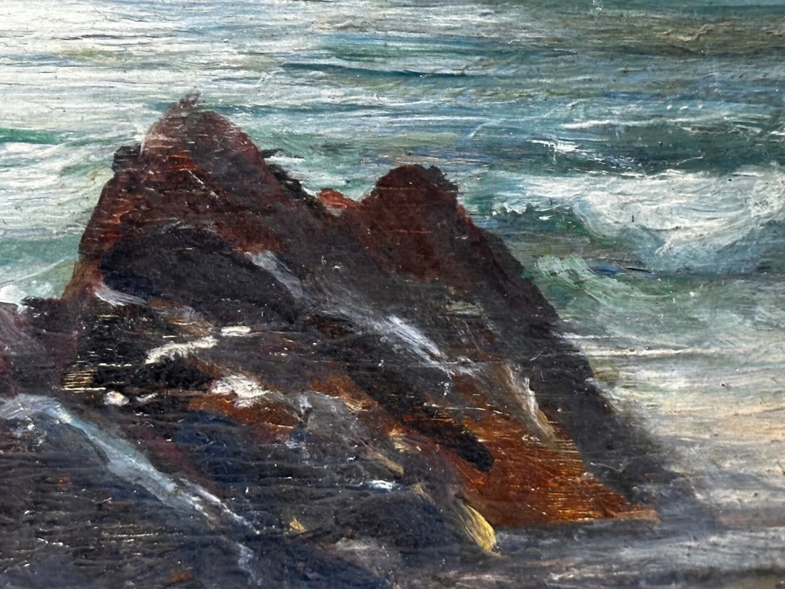 19th Century Marine Oil Painting Spanish Head, Isle of Man By Arthur Cox - 17