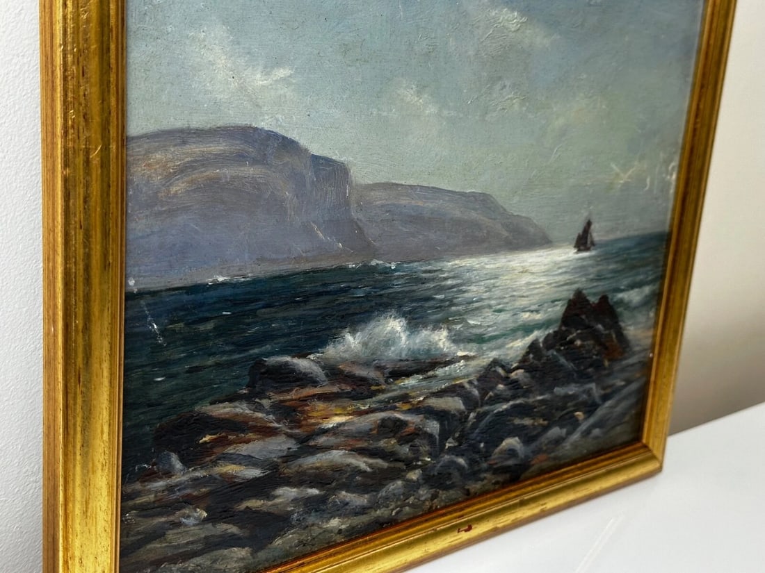 19th Century Marine Oil Painting Spanish Head, Isle of Man By Arthur Cox - 20