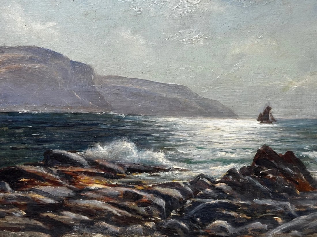 19th Century Marine Oil Painting Spanish Head, Isle of Man By Arthur Cox - 2