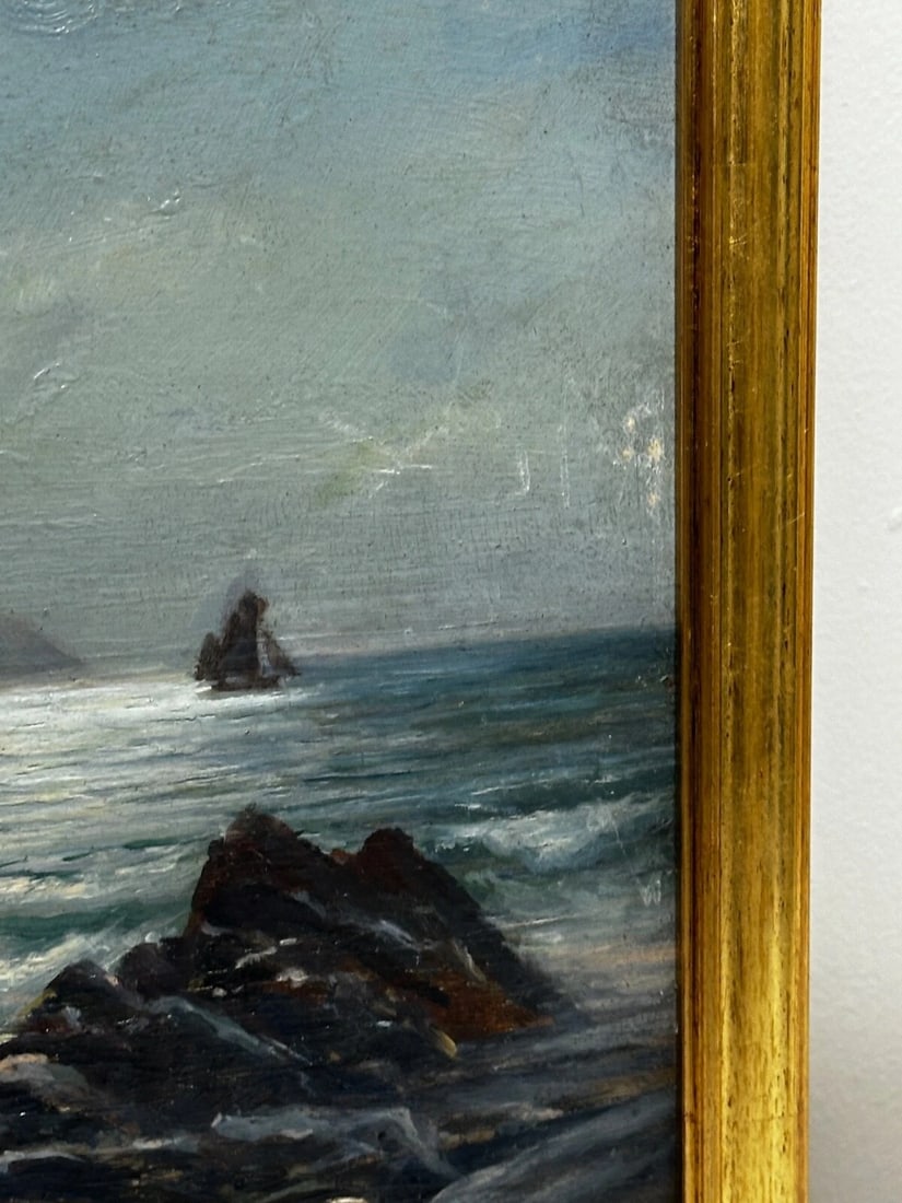 19th Century Marine Oil Painting Spanish Head, Isle of Man By Arthur Cox - 3