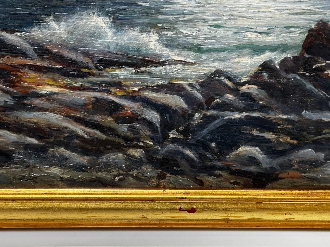 19th Century Marine Oil Painting Spanish Head, Isle of Man By Arthur Cox - 5