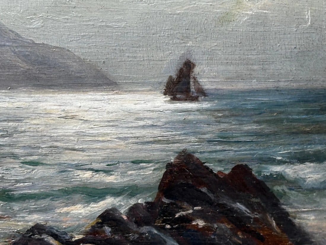 19th Century Marine Oil Painting Spanish Head, Isle of Man By Arthur Cox - 9