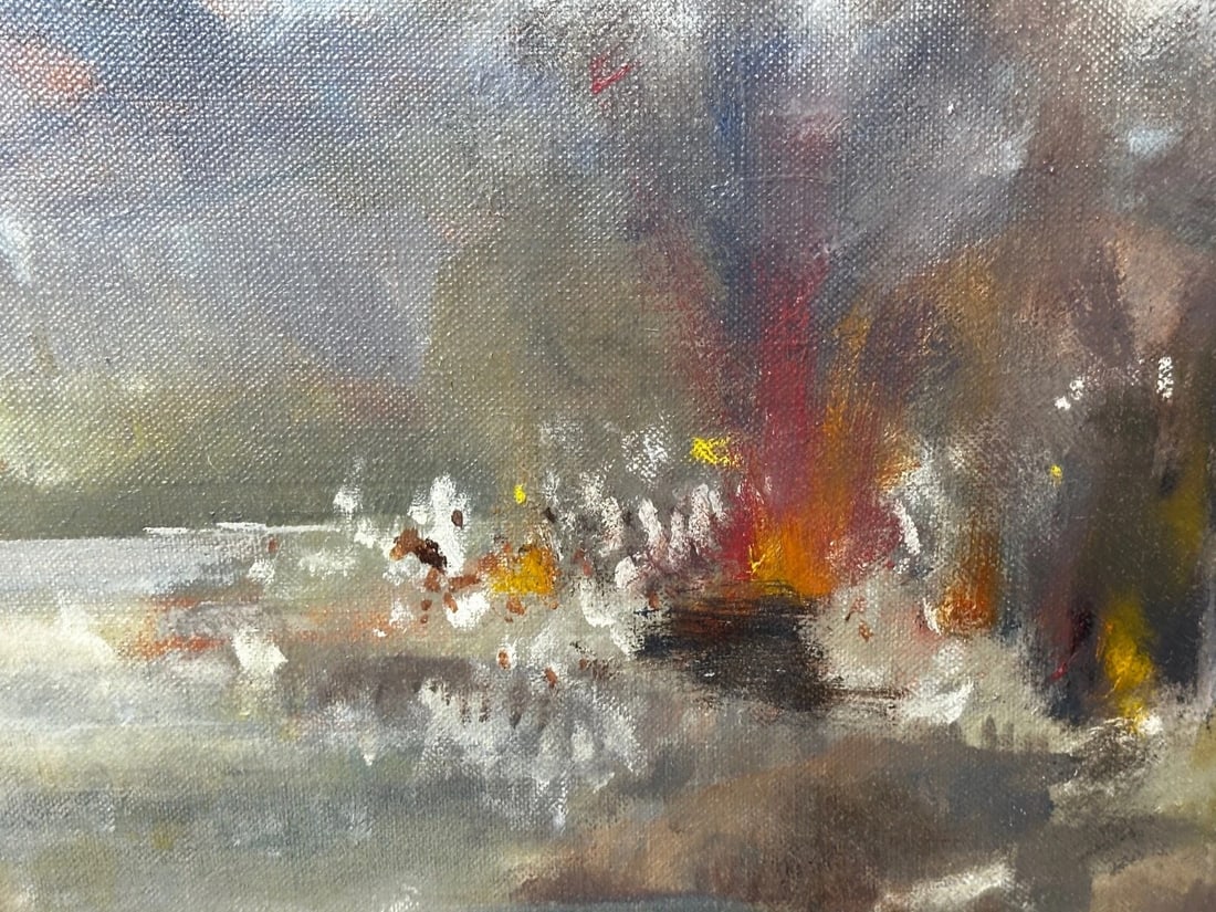 Oil Painting Military Battle Kam Dakkha 2nd Afghan War By Francis Russell Flint - 11