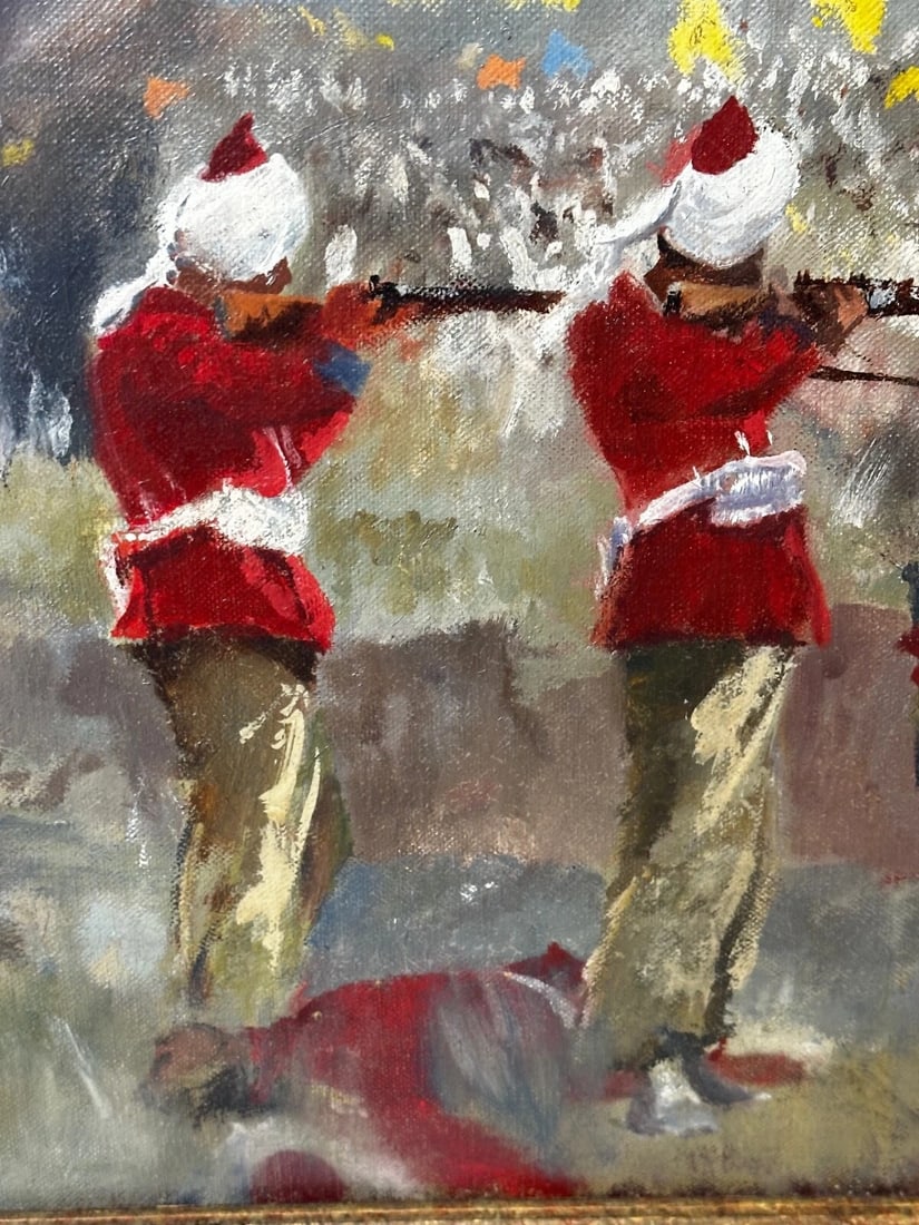 Oil Painting Military Battle Kam Dakkha 2nd Afghan War By Francis Russell Flint - 12