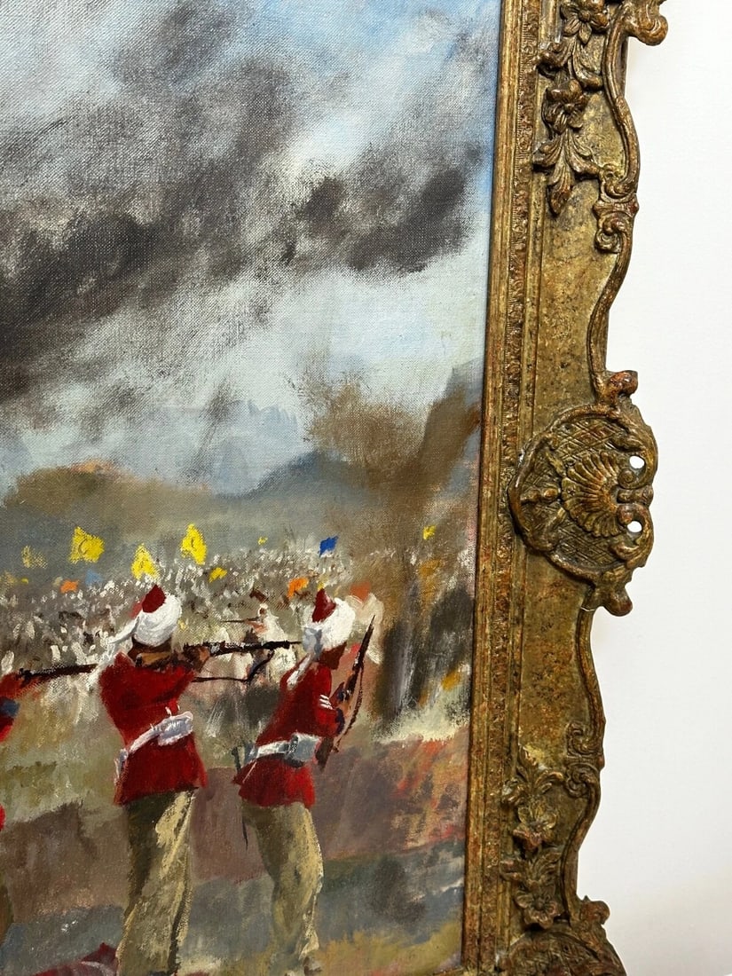 Oil Painting Military Battle Kam Dakkha 2nd Afghan War By Francis Russell Flint - 5