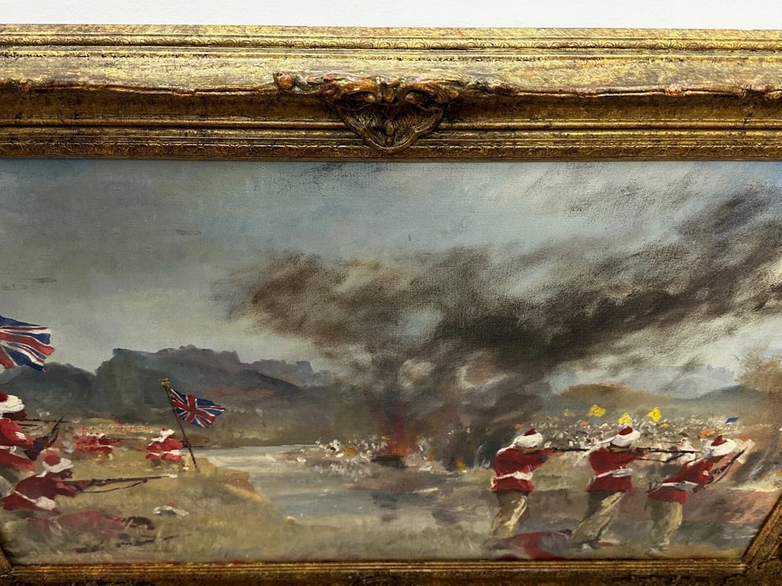 Oil Painting Military Battle Kam Dakkha 2nd Afghan War By Francis Russell Flint - 8
