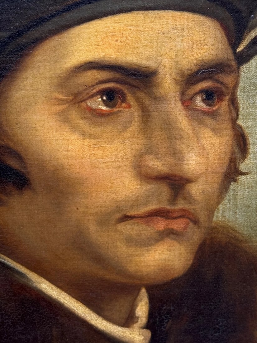 Oil Painting Sir Thomas More Chancellor Duchy of Lancaster After Hans Holbein - 14