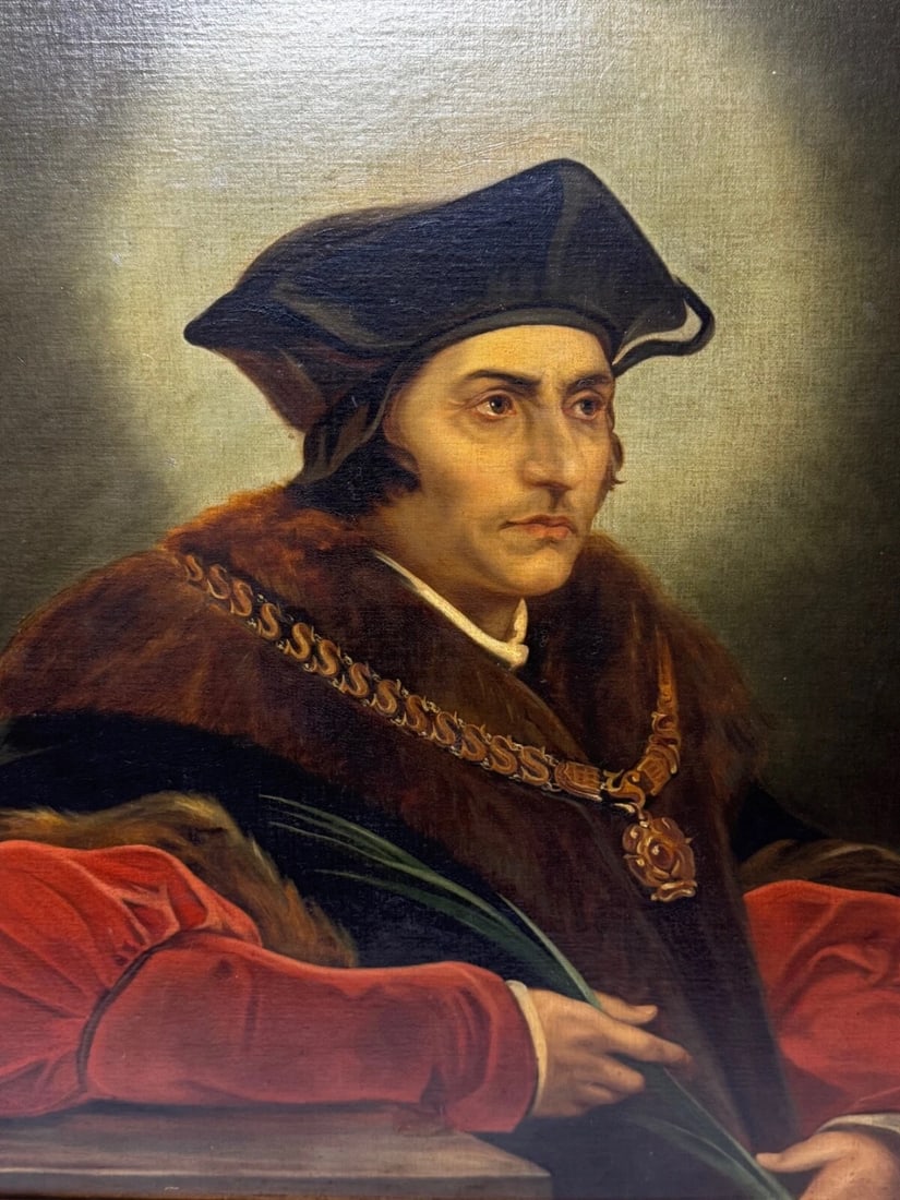 Oil Painting Sir Thomas More Chancellor Duchy of Lancaster After Hans Holbein - 2