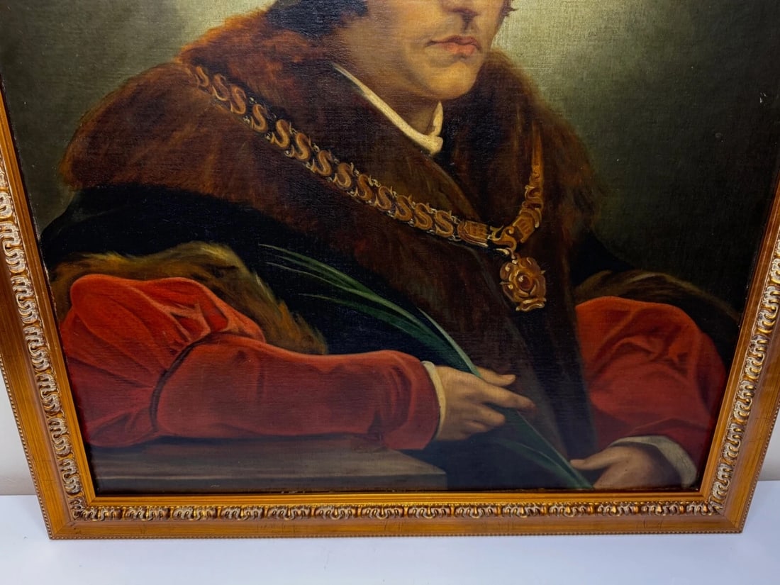 Oil Painting Sir Thomas More Chancellor Duchy of Lancaster After Hans Holbein - 5