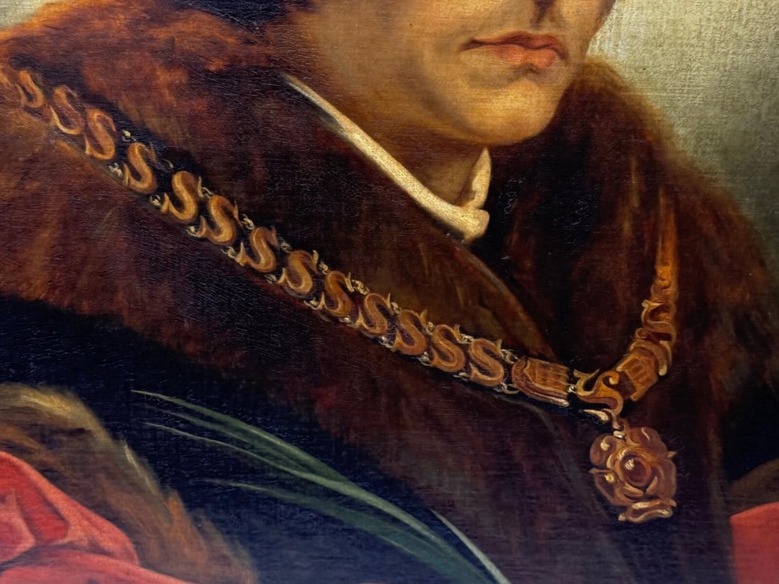 Oil Painting Sir Thomas More Chancellor Duchy of Lancaster After Hans Holbein - 9