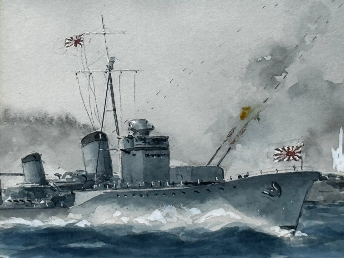 Naval Battle Operation Ten-Go Painting Sinking Of Battleship Yamato April 1945 - 15