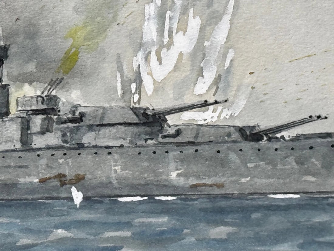 Naval Battle Operation Ten-Go Painting Sinking Of Battleship Yamato April 1945 - 18
