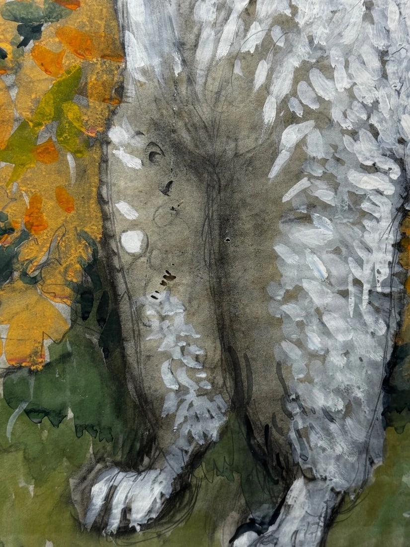 Large Painting Portrait White Poodle Dog By Charles Frederick Tunnicliffe - 16