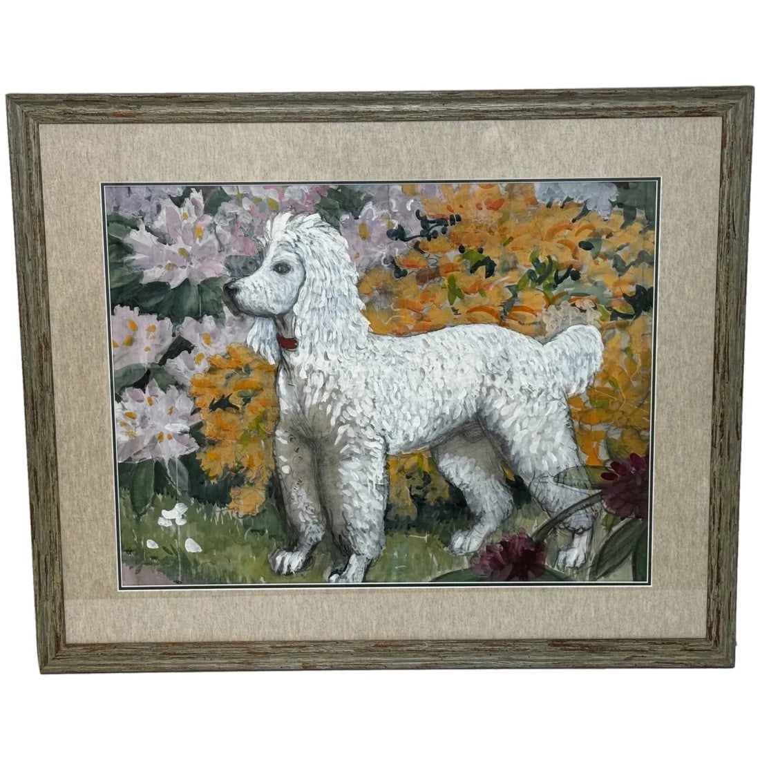 Large Painting Portrait White Poodle Dog By Charles Frederick Tunnicliffe (1 of 20)