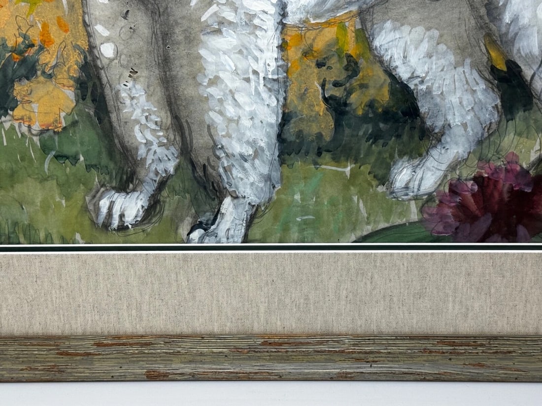 Large Painting Portrait White Poodle Dog By Charles Frederick Tunnicliffe - 5