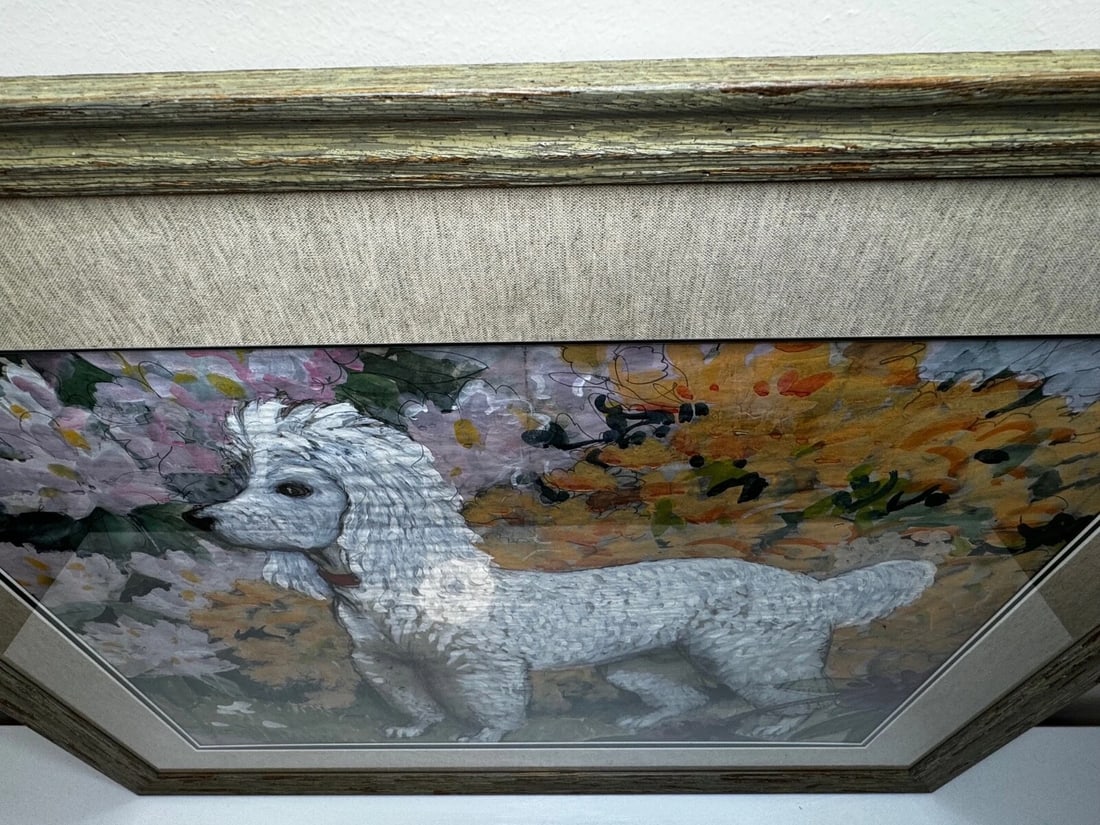Large Painting Portrait White Poodle Dog By Charles Frederick Tunnicliffe - 8