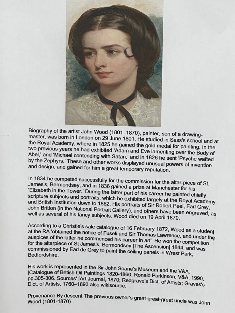 Important Victorian Oil Portrait Lady Sarah Sophia Wood née Clark By John Wood - 9