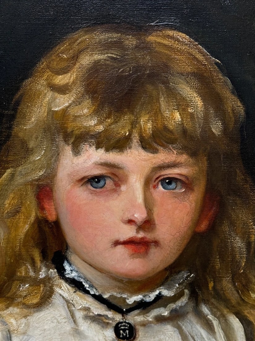 Important Victorian Oil Portrait of Rachel Weigall with Kitten By Henry Weigall - 4
