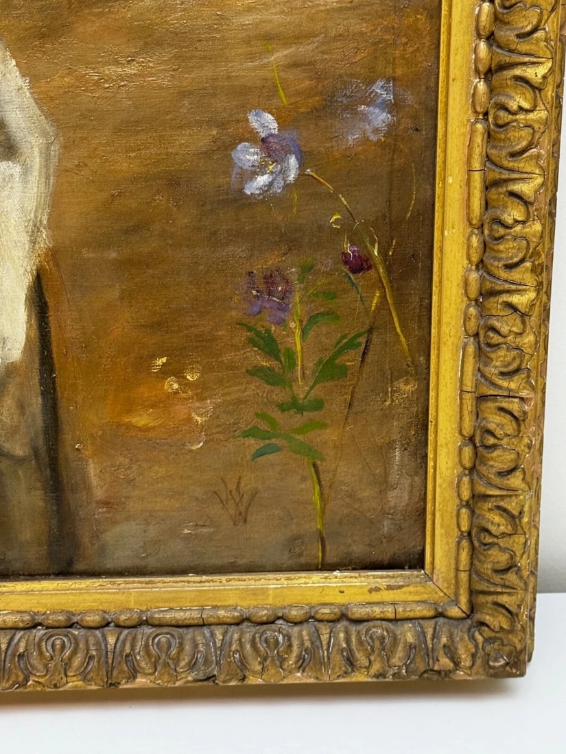 Important Victorian Oil Portrait of Rachel Weigall with Kitten By Henry Weigall - 8