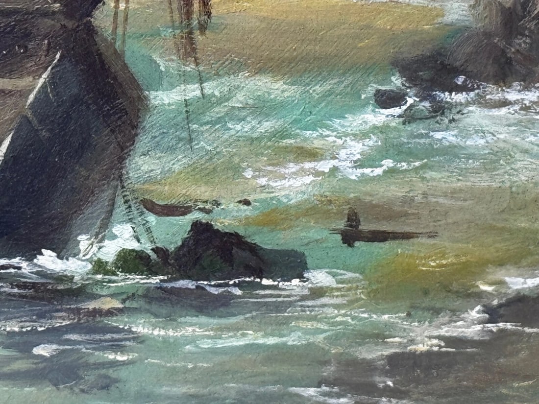 Oil Painting Bamburgh Castle Shipwreck Beached Follower John Wilson Carmichael - 12