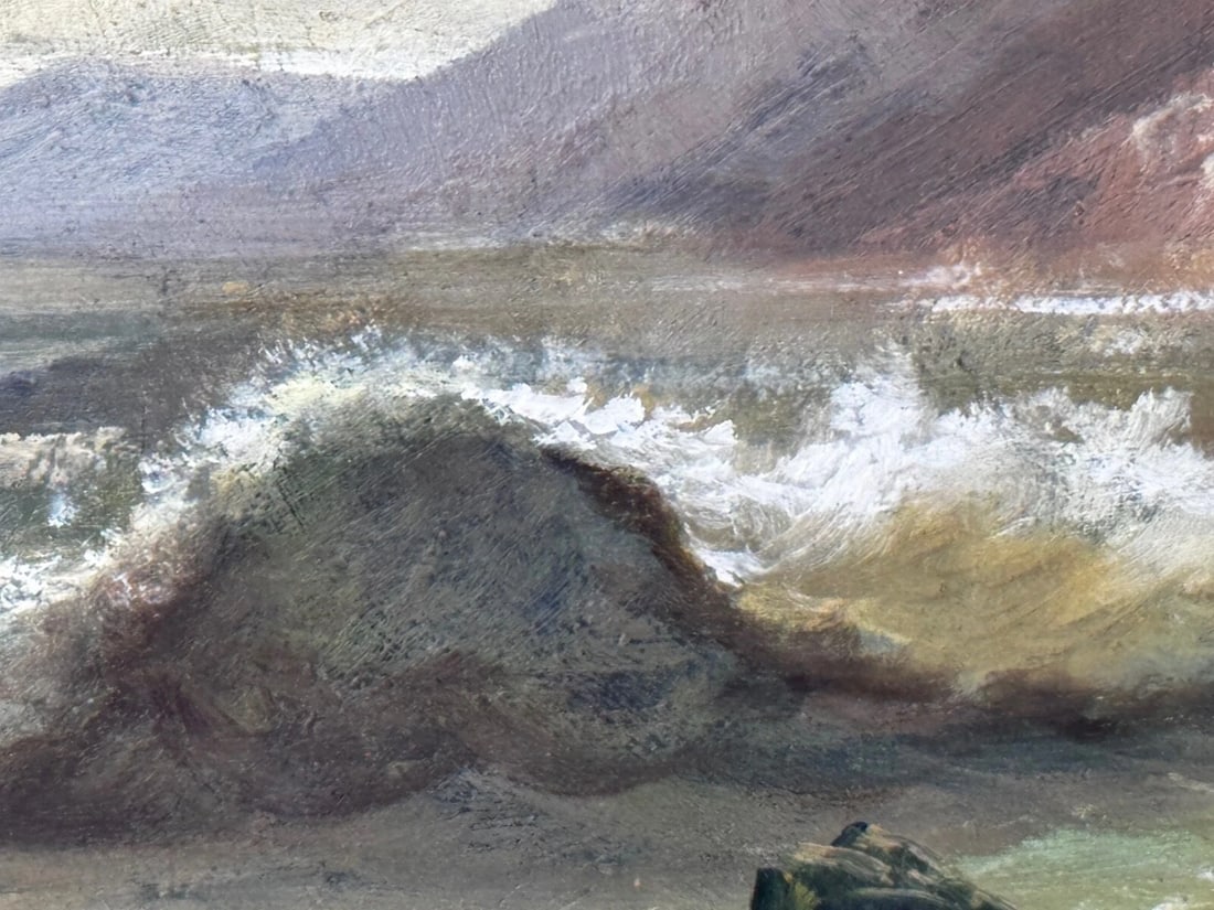 Oil Painting Bamburgh Castle Shipwreck Beached Follower John Wilson Carmichael - 17