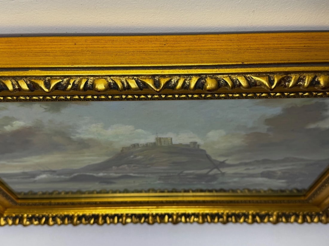 Oil Painting Bamburgh Castle Shipwreck Beached Follower John Wilson Carmichael - 6