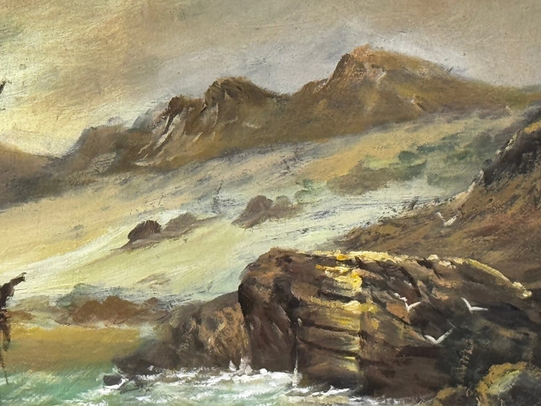 Oil Painting Bamburgh Castle Shipwreck Beached Follower John Wilson Carmichael - 9