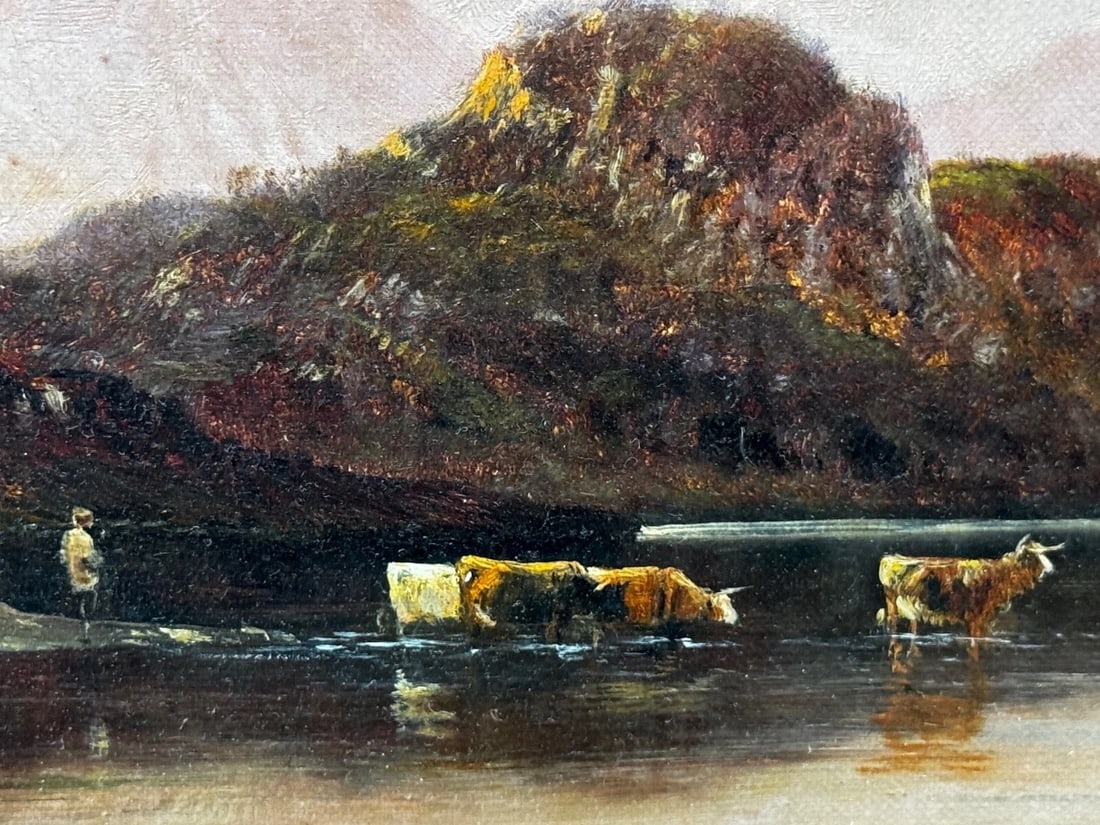 Lake Windermere Glowing Sunset Landscape Oil by Alfred de Breanski Jr C1920 - 12