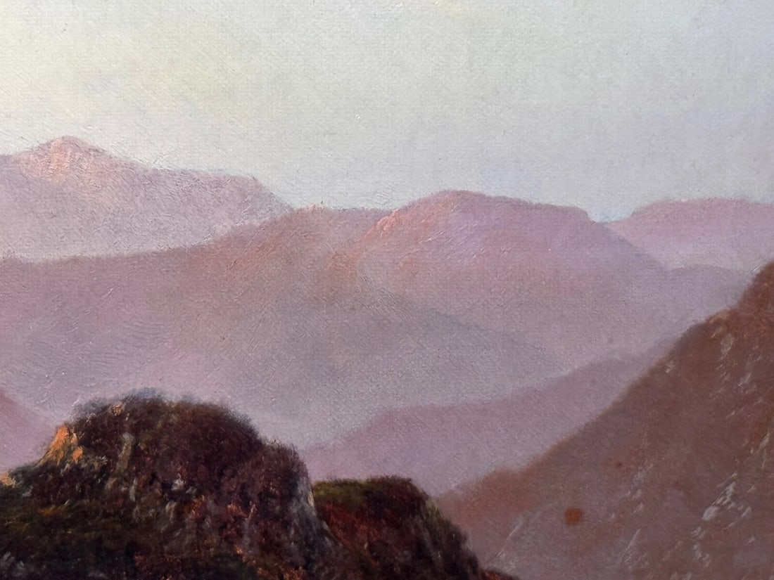 Lake Windermere Glowing Sunset Landscape Oil by Alfred de Breanski Jr C1920 - 15