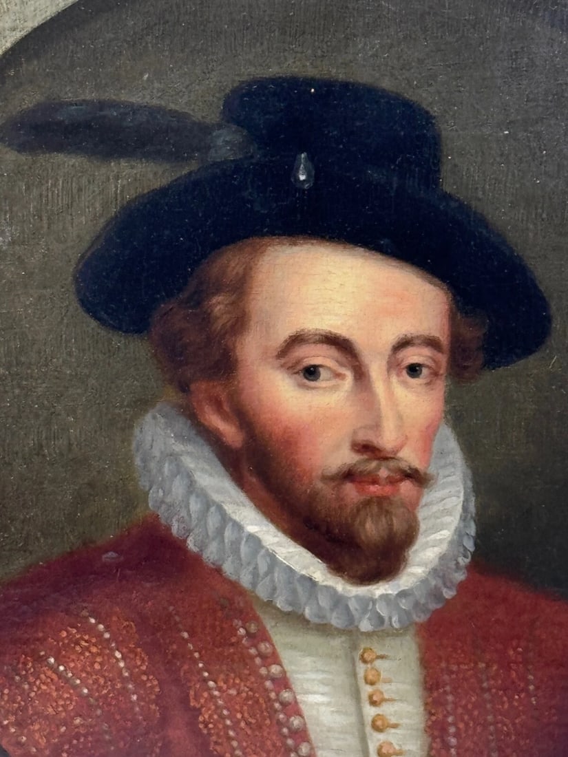 Oil Portrait of Sir Walter Raleigh In the Manner of Hans Holbein the Younger - 4