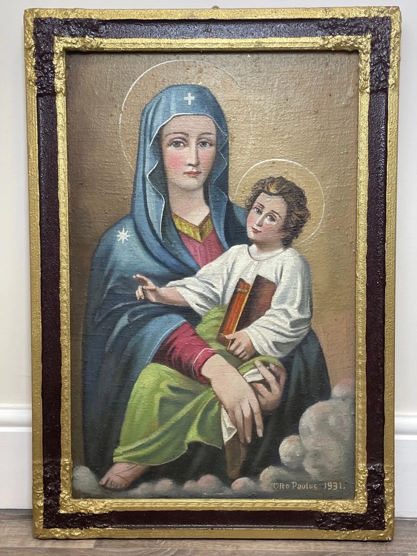 After Rome’s Madonna del Popolo Large Madonna & Child Icon Oil Portrait - 2