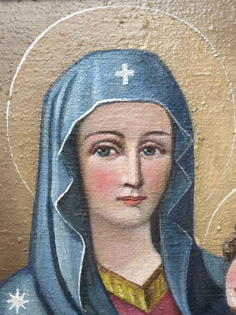 After Rome’s Madonna del Popolo Large Madonna & Child Icon Oil Portrait - 6