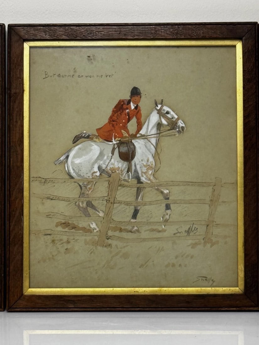 Set 3 Historic English Hunting Paintings By Charles Johnson Payne Snaffles - 4