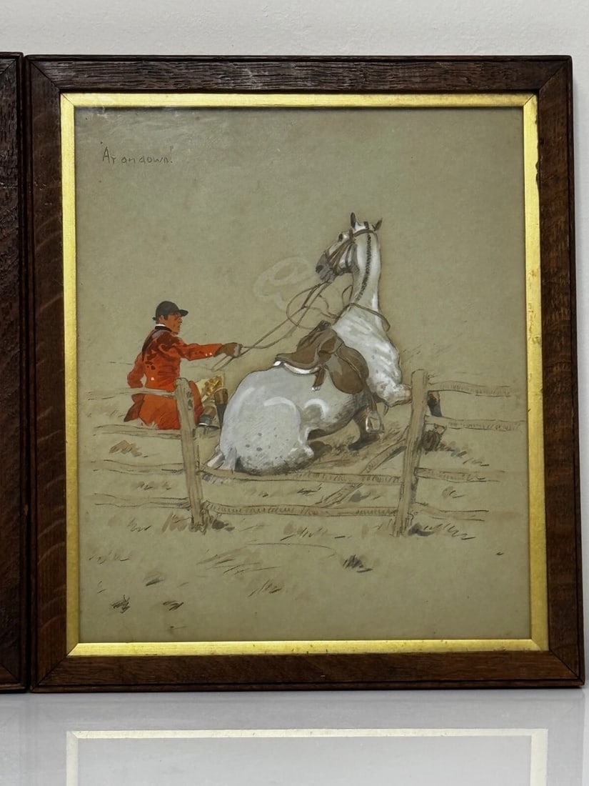Set 3 Historic English Hunting Paintings By Charles Johnson Payne Snaffles - 5