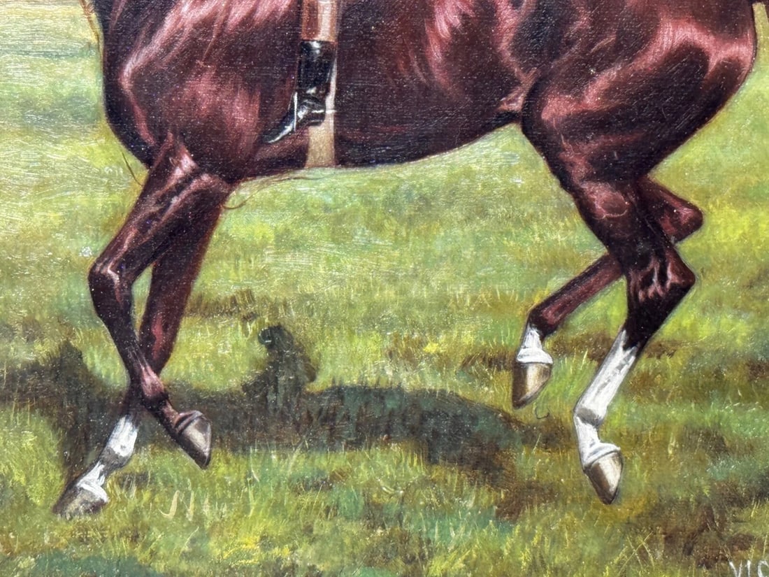 Oil Painting Victor Wild Winner at Kempton Park June 1897 Mornington Cannon Up - 15