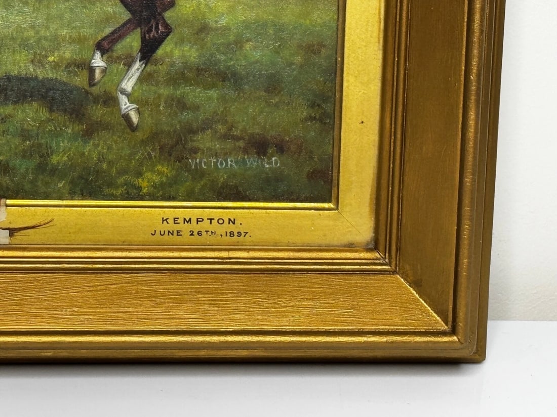Oil Painting Victor Wild Winner at Kempton Park June 1897 Mornington Cannon Up - 3