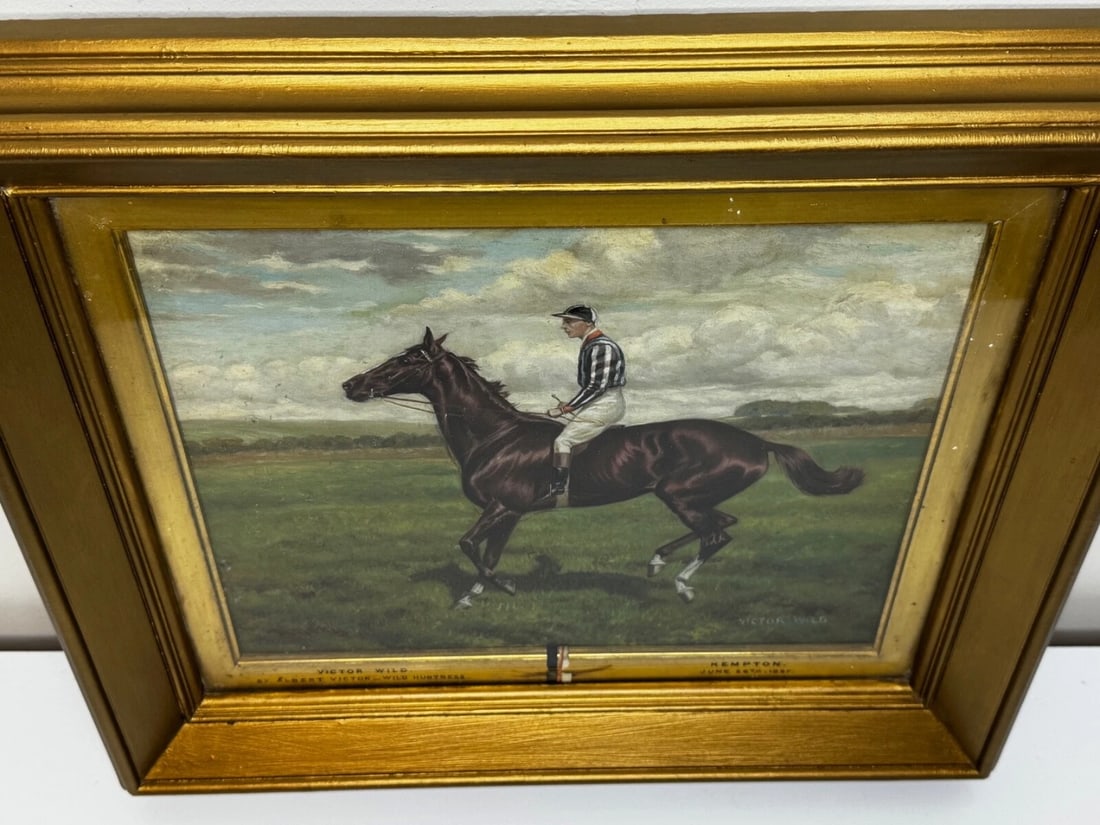 Oil Painting Victor Wild Winner at Kempton Park June 1897 Mornington Cannon Up - 7