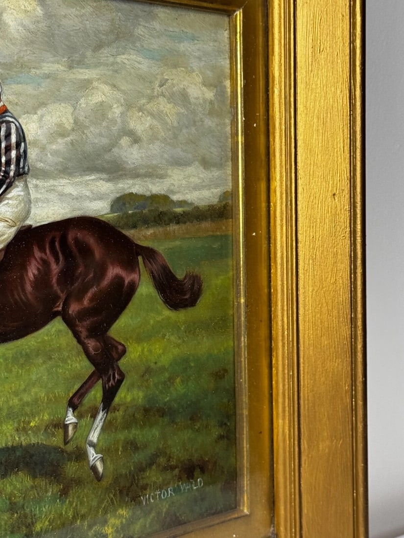 Oil Painting Victor Wild Winner at Kempton Park June 1897 Mornington Cannon Up - 8