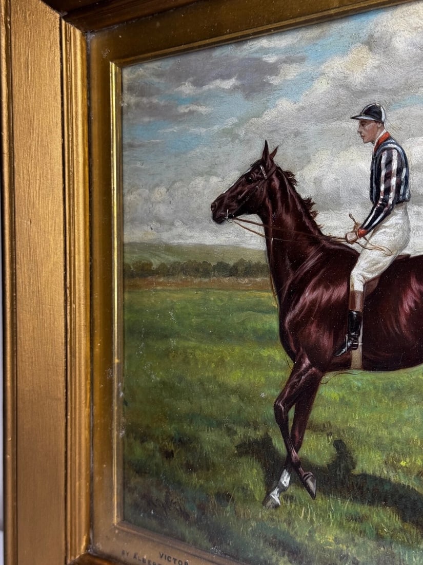 Oil Painting Victor Wild Winner at Kempton Park June 1897 Mornington Cannon Up - 9
