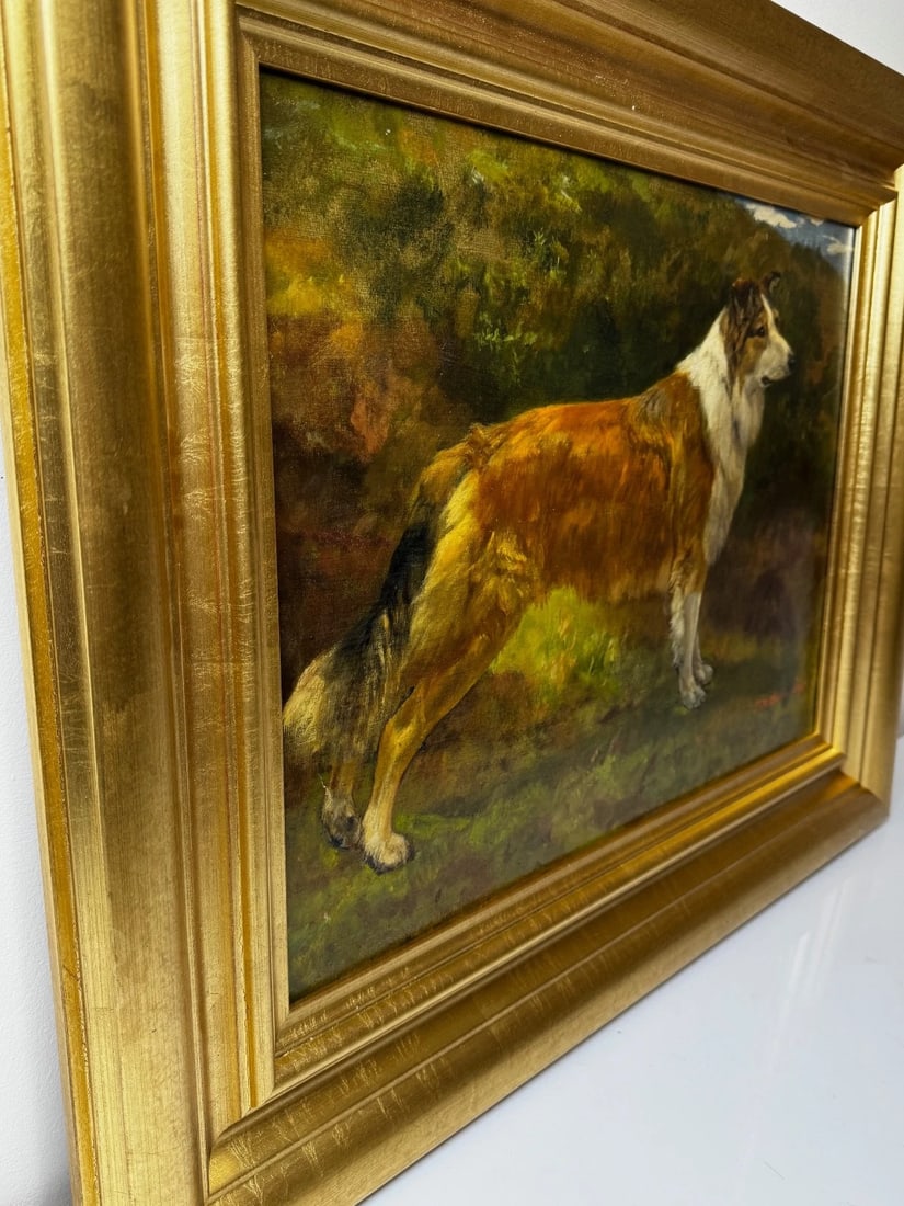 Large Victorian Oil Portrait Rough Collie Signed by John Trivett Nettleship - 16