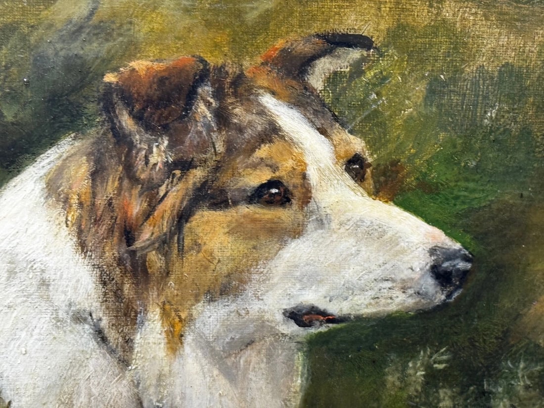 Large Victorian Oil Portrait Rough Collie Signed by John Trivett Nettleship - 5