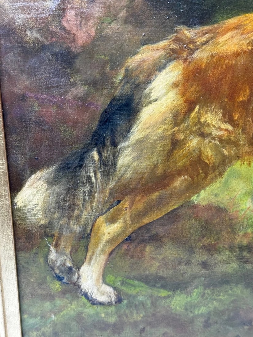 Large Victorian Oil Portrait Rough Collie Signed by John Trivett Nettleship - 6